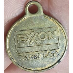 Vintage Exxon Travel Club Coin Token Keychain FOB Houston Texas